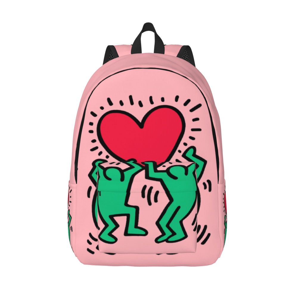 Mochilas de lona con 6 figuras de bailarinas de Haring para estudiantes universitarios y escolares, aptas para portátiles de 15 pulgadas, bolsos geométricos con grafitis de rap