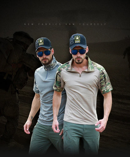 Camisetas tácticas para hombre, camisetas deportivas para exteriores, camisetas militares de secado rápido, camisa de manga corta, senderismo, caza, ropa de combate del ejército para hombre, transpirable