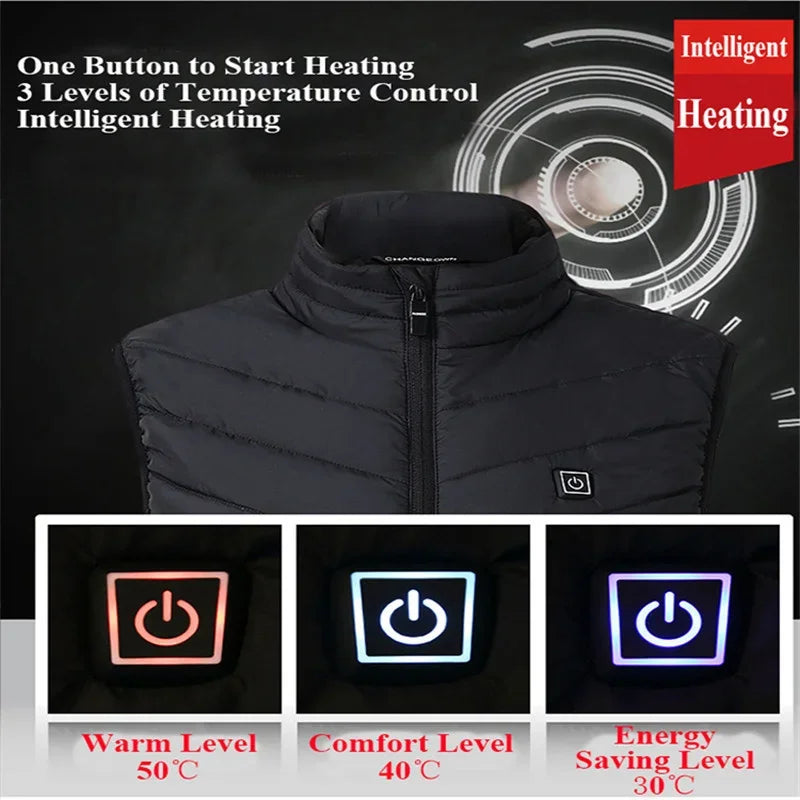 Chaleco calefaccionado de 9/13 áreas para hombre y mujer, chaqueta calefactable de invierno con USB, chaleco térmico con calefacción automática, chaqueta de plumón calefactora, chaleco Warmte.Envío 0.00 $.