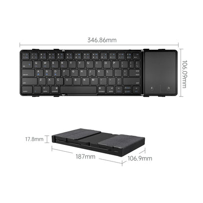 Estudiantes, Teclado inalámbrico triplegable con panel táctil Mini teclado recargable Teclado plegable para Windows Phone PC Mesa