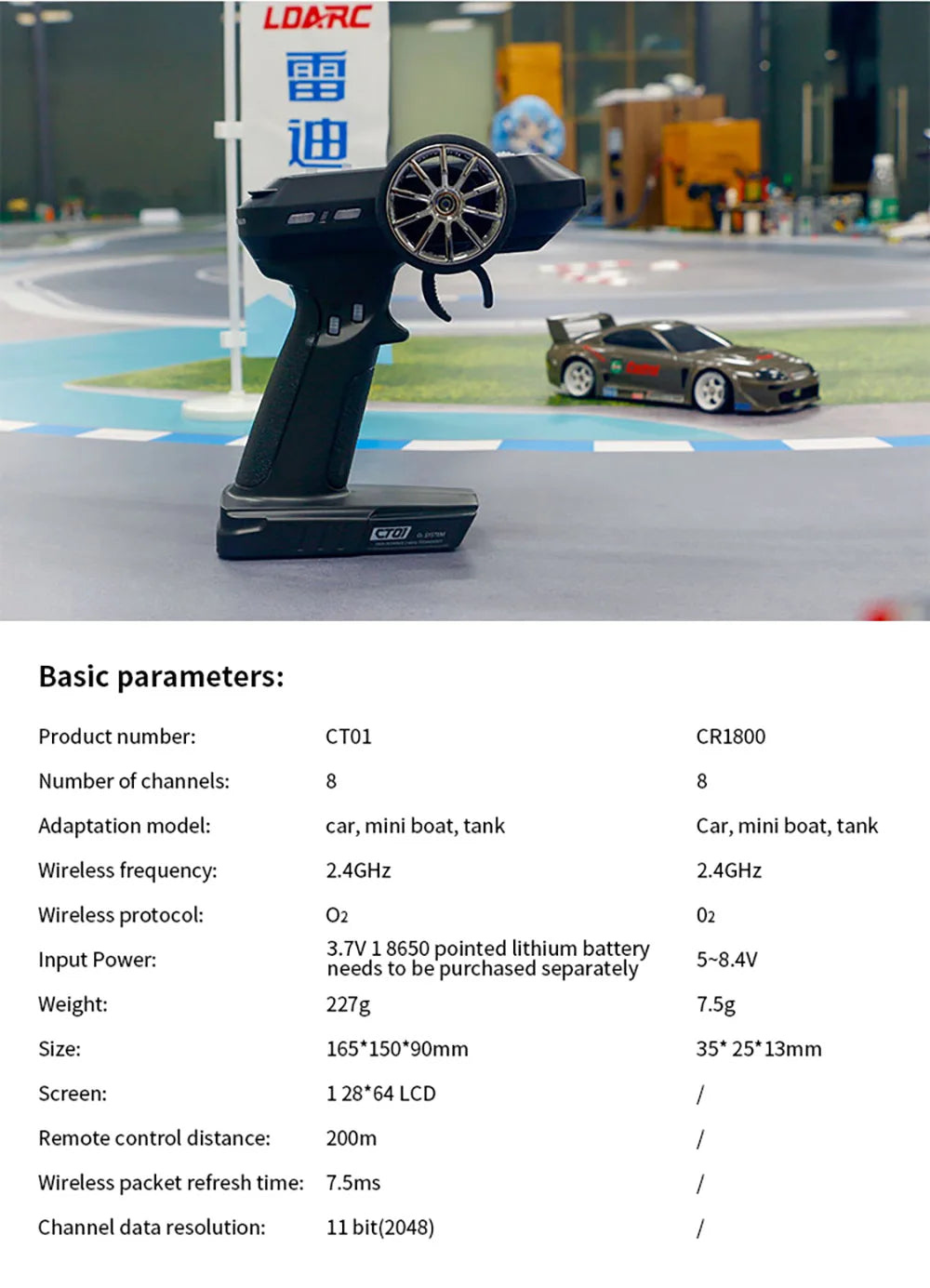 Coches Mini Drifting-LDARC CT01 2.4GHz 8-Channel Control Remoto Profesional Pantalla LCD en inglés y chino para barco de coche modelo RC, Envío 0.00 $.