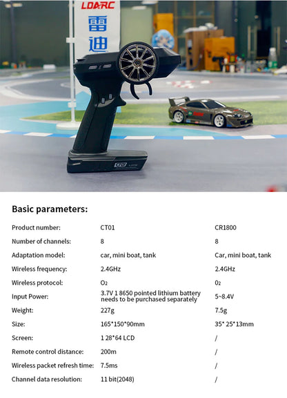 Coches Mini Drifting-LDARC CT01 2.4GHz 8-Channel Control Remoto Profesional Pantalla LCD en inglés y chino para barco de coche modelo RC, Envío 0.00 $.