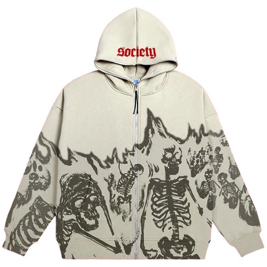 Sudadera con capucha Y2K para parejas moda-2024-Abrigo de calavera de manga larga, estilo traf Versátil, Envío 0.00 $.