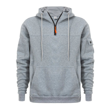 Sudadera con capucha y cremallera de un cuarto de moda para hombre, sudadera deportiva de manga larga con capucha y bolsillo para entrenamiento, sudaderas para hombres Logrado Activo Enviar