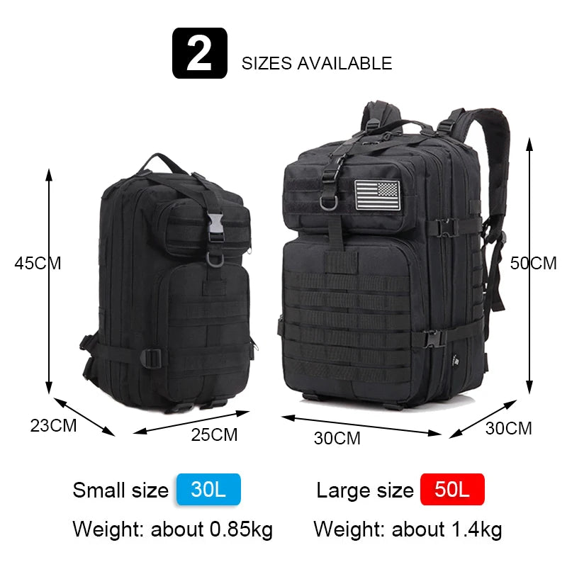 Mochila táctica militar para hombre, bolsa de viaje para acampar de 30 l/50 l, 1000 D, suministros militares para senderismo, deportes, trekking, escalada, bolsa impermeable, Envío 0.00 $.