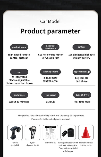 Coche de carreras a control remoto de 2,4 G y 1/43 con tracción en las 4 ruedas, todoterreno, eléctrico, de alta velocidad,, Envío 0.00 $.