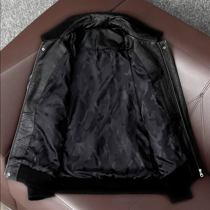 Chaqueta Nueva de Vuelo con Bordado Indio | Abrigo de Cuero Genuino para Motocicleta | Ropa de Moda delgada para Hombres | Envío Gratis en **FLIPISHOP.COM**