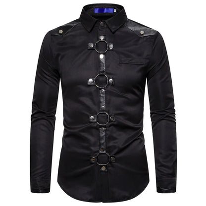 Camisa de manga larga Top Blusa Impresión 3D Camisa Camisa Solid Hombres Guapos Playa