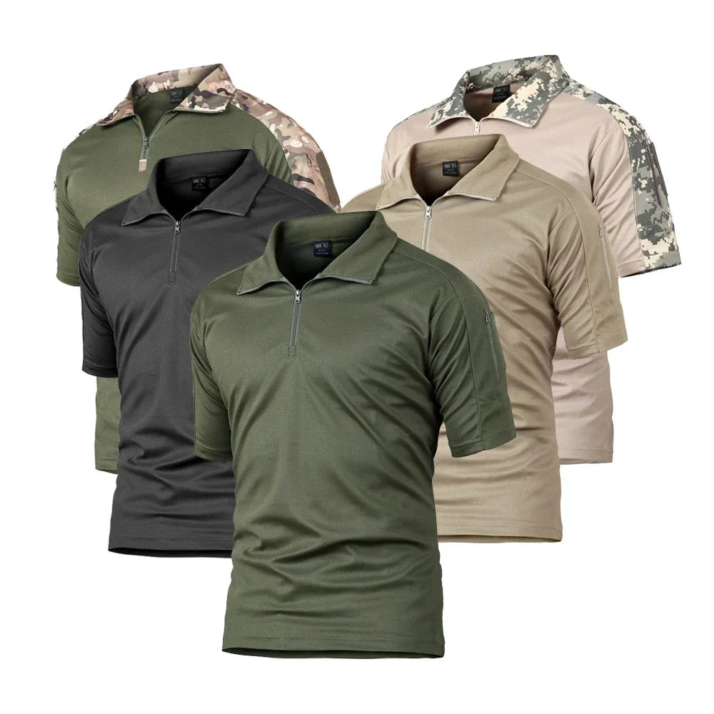 Camiseta táctica militar de verano para hombre, camisetas de algodón de camuflaje de manga corta, ropa para paintball, acampada, escalada y senderismo