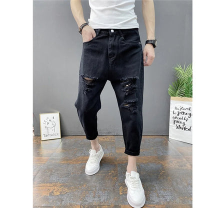 Pantalones Vaqueros Desgastados hasta los Tobillos para Hombre | Estilo Coreano y Casual | Envío Gratis en **FLIPISHOP.COM**