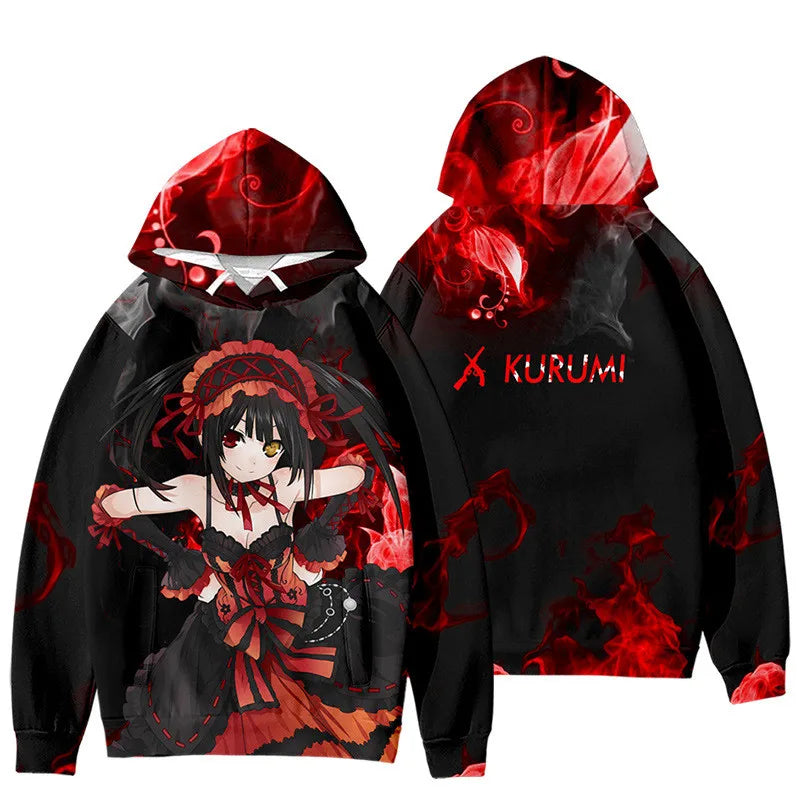 Sudadera con Capucha 3D de Date A Live | Inspirada en Tokisaki Kurumi | Ropà Moderna para - 2025  | Envío Gratis en **FLIPISHOP.COM**