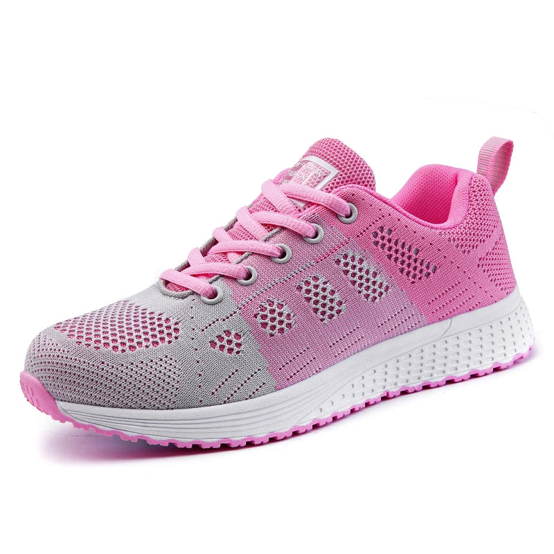 Zapatillas de deporte-2024-para mujer, transpirables, de moda, planas, cómodas, zapatillas de deporte para mujer, zapatos de tela de malla con cordones, calzado para mujer