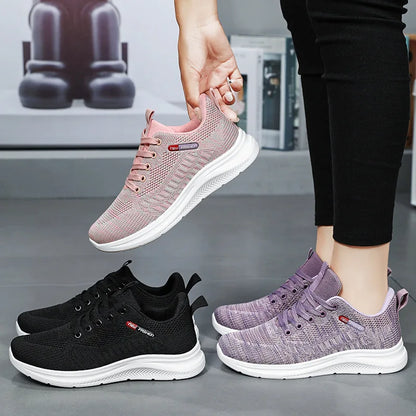 Zapatos de mujer 2024, zapatillas de deporte cómodas y transpirables de malla, zapatos casuales de moda ligeros de suela suave, zapatos de mujer de malla