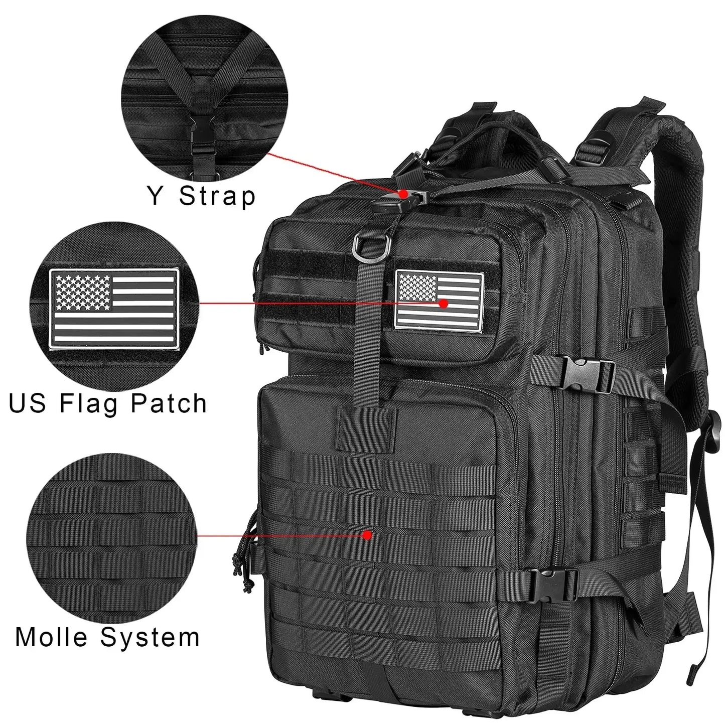 Mochilas tácticas para hombre de 45 l, bolsas de viaje Hking, supervivencia, exteriores, paquete de asalto 3P, EDC, paquete Molle para senderismo, bolsa de caza