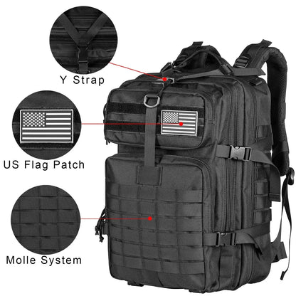 Mochilas tácticas para hombre de 45 l, bolsas de viaje Hking, supervivencia, exteriores, paquete de asalto 3P, EDC, paquete Molle para senderismo, bolsa de caza