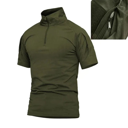 Camiseta táctica militar de verano para hombre, camisetas de algodón de camuflaje de manga corta, ropa para paintball, acampada, escalada y senderismo