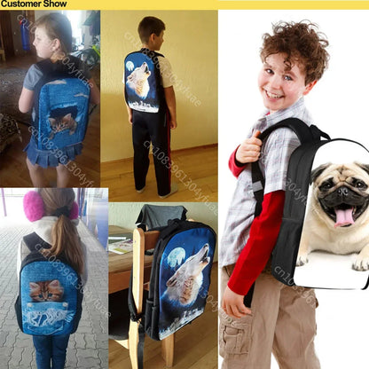 Mochilas Escolares Para Niños Niñas Lindo Perro Pug Estampado Niños Mochila Infantil Mochila Niños Mochila Mochila Mochila Escolar