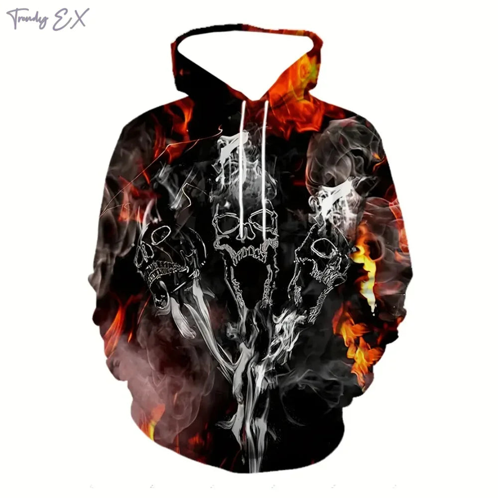 Sudadera para Hombre con Estampado 3D de Calaveras | Moda Urbana de Calle con Capucha y Bolsillo | Envío Gratis en **FLIPISHOP.COM**