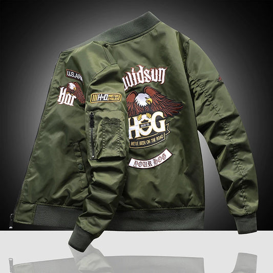 Chaqueta de Piloto, Uniforme de béisbol ,Traje de vuelo táctico Bordado Heavy Industry Blac