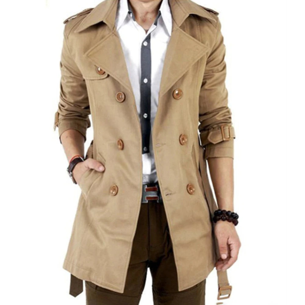 Gabardina de Longitud Media para Hombre | Abrigo Británico Elegante | Otoño e Invierno | Estilo Coreano | Sin Gastos De Envío | **FLIPISHOP.COM**