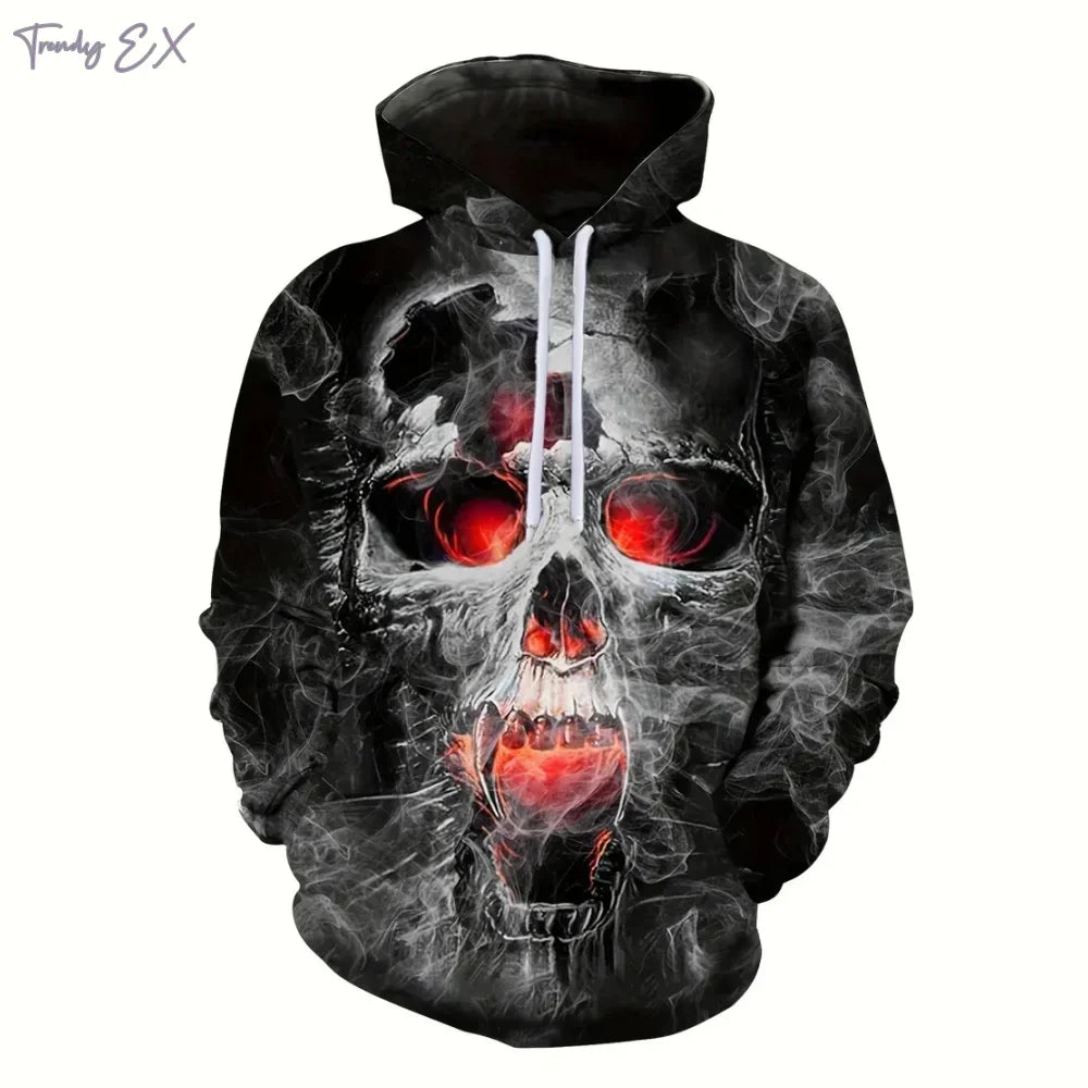 Sudadera para Hombre con Estampado 3D de Calaveras | Moda Urbana de Calle con Capucha y Bolsillo | Envío Gratis en **FLIPISHOP.COM**