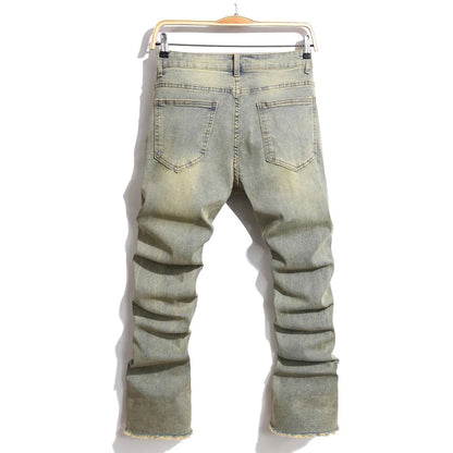 Pantalones Vaqueros Ajustados con Empalmes Rotos | Estilo Retro y Hip Hop para Hombre | Envío Gratis en **FLIPISHOP.COM**