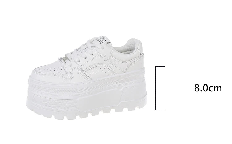 Zapatillas de deporte con plataforma de 8 cm para mujer, informales, de diseño sencillo, para exteriores, cómodas, con cordones, para correr, deportivas para mujer, talla 39, Envío 0.00 $