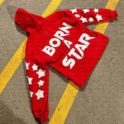 Sudadera con Capucha Bordada Vintage con Letras y Estrellas | Sudadera Holgada Casual para Hombre y Mujer | Envío Gratis en **FLIPISHOP.COM**