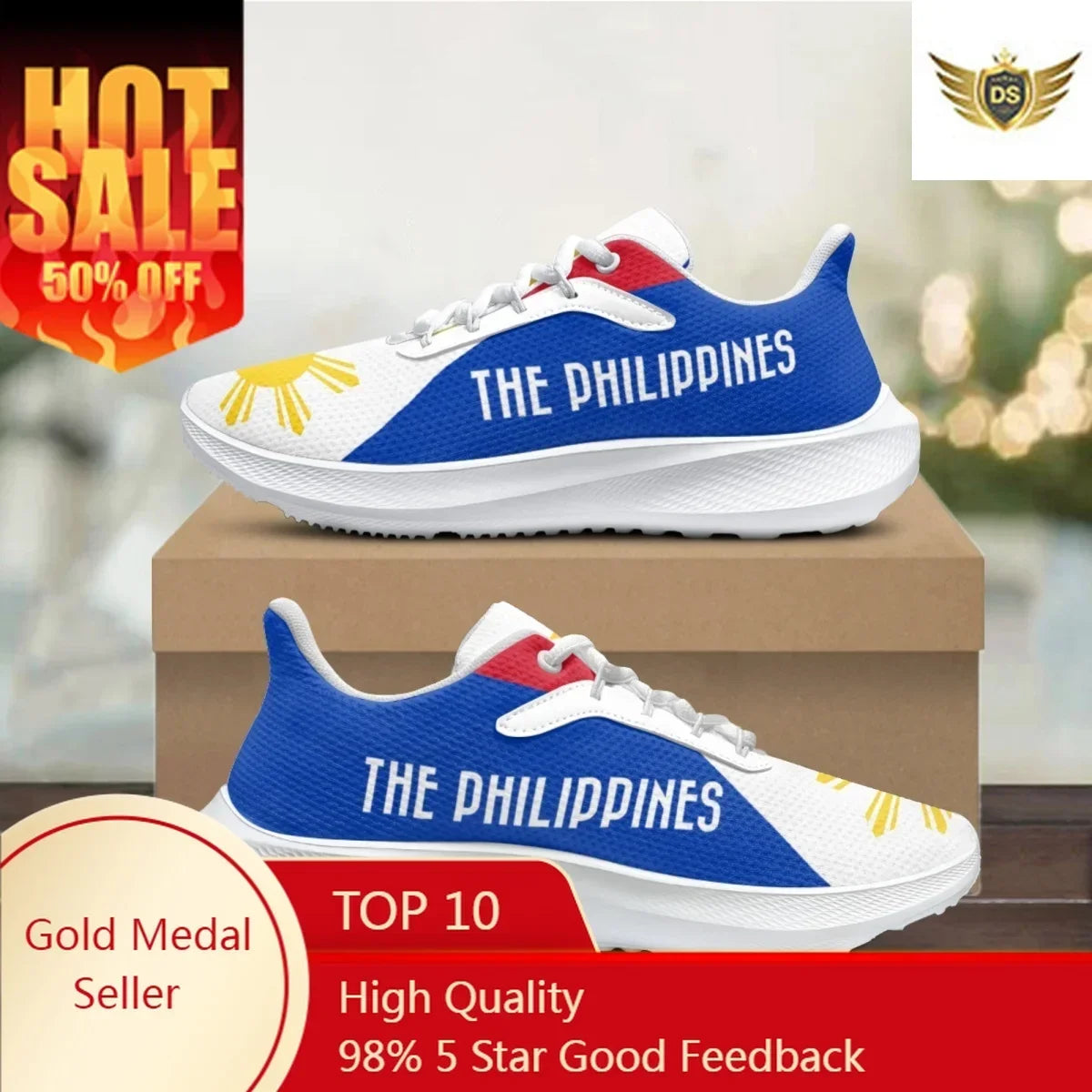 Zapatillas de deporte para mujer con bandera de Filipinas, cómodas y ligeras, para entrenamiento, con absorción de impactos y cordones, para caminar