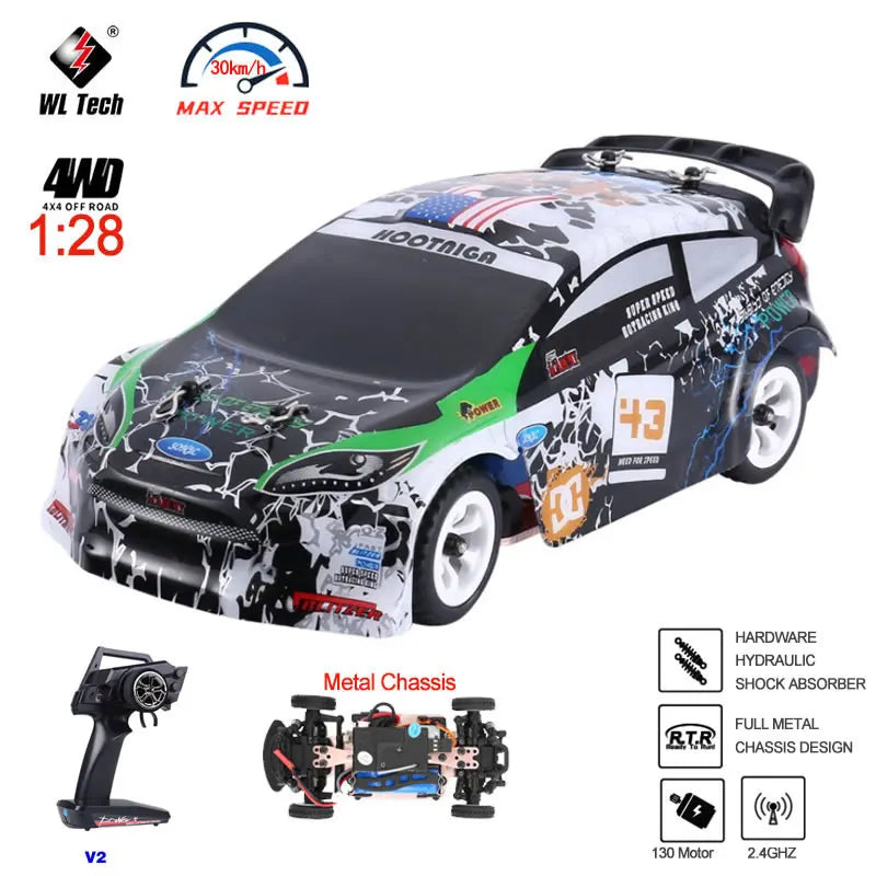 Coches Drifting PRO,WLtoys K989 1:28 4WD 2.4G Mini RC Racing Car High Speed Off-Road LED Remote Control Drift Toys Alloy Vehicle Children Kids Gift, Envío 0.00 $.