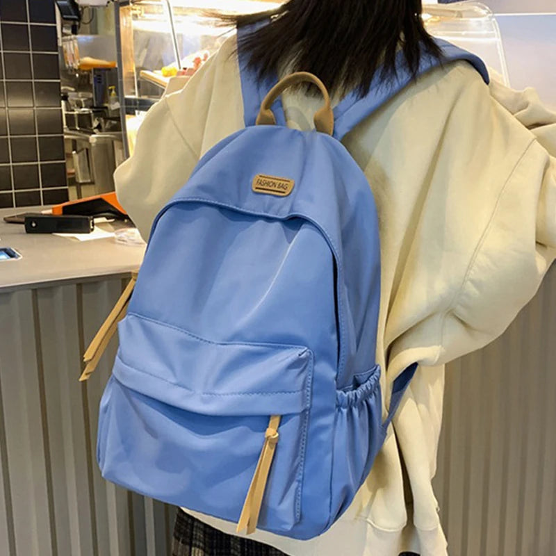 Mochila de ocio para mujer, nueva mochila de gran capacidad, para estudiantes, estilo japonés simplificado, estilo Harajuku, sólida, para adolescente