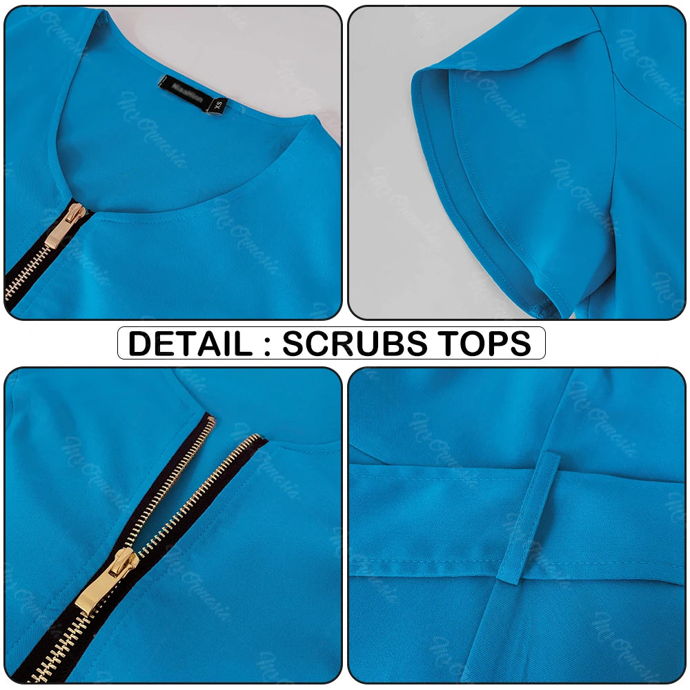 Conjunto de uniformes médicos para mujeres, ropa de belleza con cuello con cremallera, uniformes médicos antiarrugas de alta calidad, ropa de trabajo de enfermera de moda suave y cómoda, Envío 0.00 $.