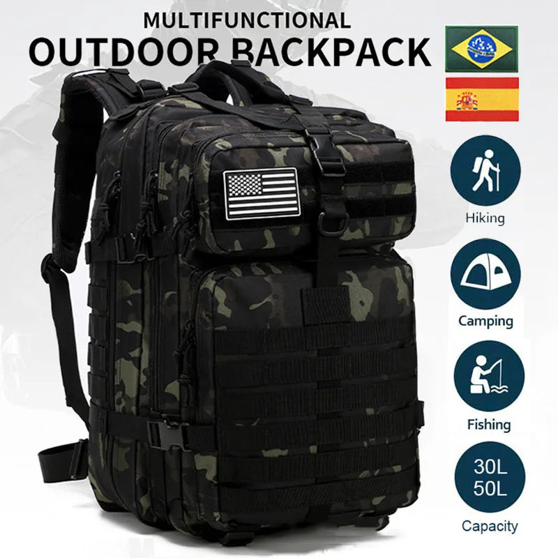 Mochila táctica 3P de 30 l/50 l para hombres y mujeres, accesorios para acampar y cazar, bolsa de asalto de camuflaje, mochilas Molle