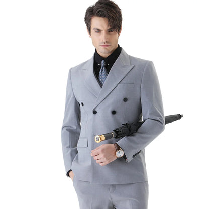 Esmoquin Moda Hombre Reunión de Negocios Novio Caballero Doble Botonadura Slim-fit Ropa de Boda Masculina (Blazer + Chaleco + Pantalones) 2024. Envío 0,00 €