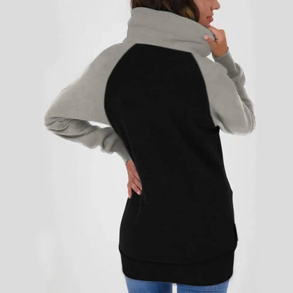 Sudadera con capucha térmica de retazos para mujer, sudadera de invierno con cremallera de forro polar para mujer, cálida protección para el cuello, sudadera con capucha informal suave de otoño, ropa para mujer, Envío 0.00 $.