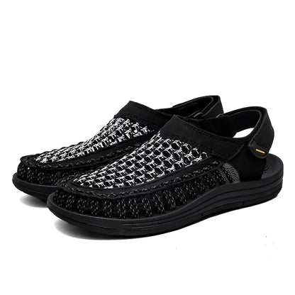 Sandalias clásicas de marca para hombre, sandalias de cuero genuino de verano para hombre, sandalias ligeras informales para exteriores, zapatillas de deporte de moda para hombre, talla 38-47, Envío 0.00 $.