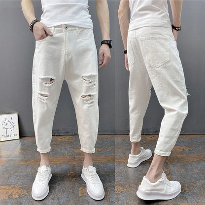 Pantalones Vaqueros Desgastados hasta los Tobillos para Hombre | Estilo Coreano y Casual | Envío Gratis en **FLIPISHOP.COM**