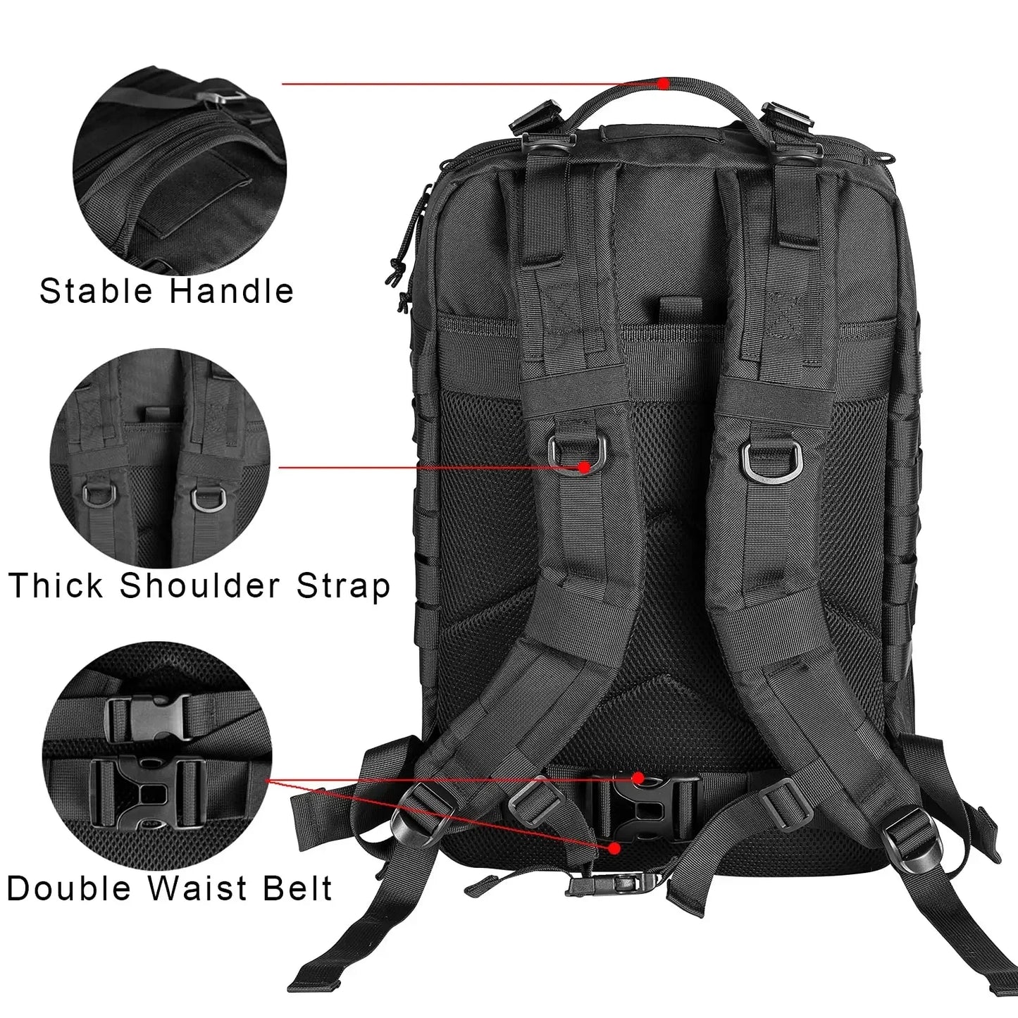 Mochilas tácticas para hombre de 45 l, bolsas de viaje Hking, supervivencia, exteriores, paquete de asalto 3P, EDC, paquete Molle para senderismo, bolsa de caza