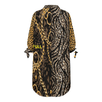 Camisa Informal 3/4 con Botones para Mujer | Estampado Leopardo y Cadenas de Oro | Alta Calidad - **FLIPI FULL 3D** MODA 2025 | Envío Gratis **FLIPISHOP.COM**