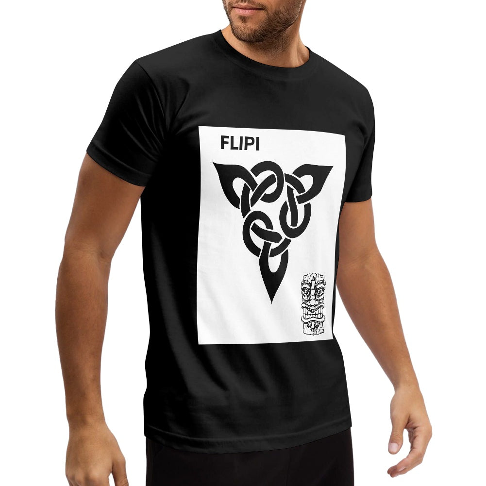 Camiseta negra de algodón puro (personalizada en 2D en la parte delantera y trasera), Marca FLIPI 3D , moda deportiva y versátil, envío 0.00 $.