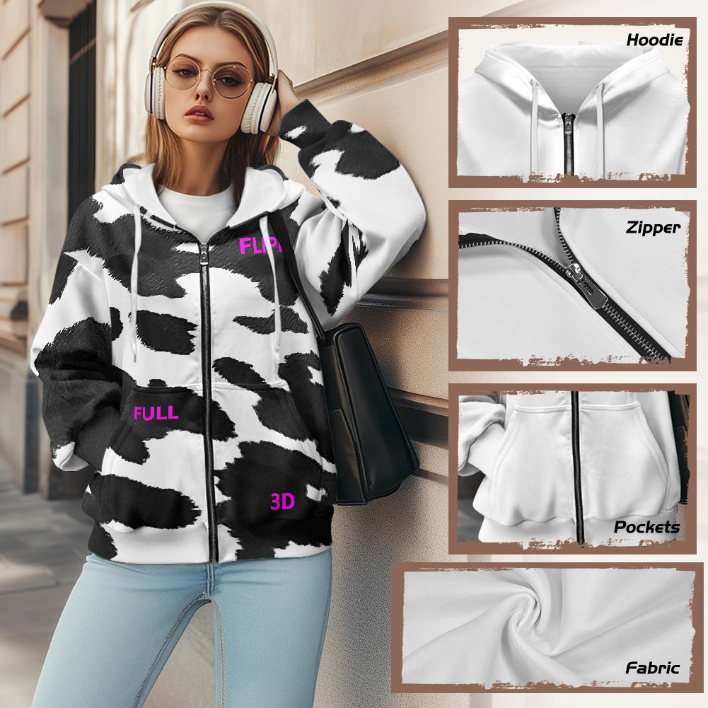 Sudadera Holgada con Cremallera y Capucha para Mujer | Marca **FLIPI FULL 3D** Nuevos Diseños - 2025 | Envíos Gratis en **FLIPISHOP.COM**